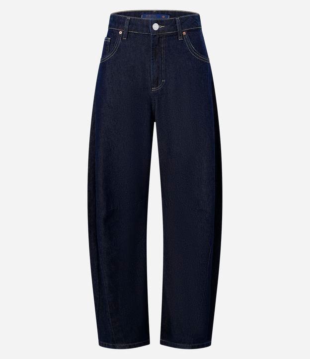 Calça Barrel em Jeans com Recortes na Barra - 1