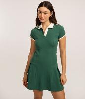 Vestido Curto em Ribana com Gola Polo Contrastante - 1