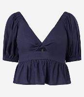 Blusa Peplum em Viscose e Linho com Manga Bufante - 1