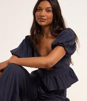 Blusa Peplum em Viscose e Linho com Manga Bufante - 2