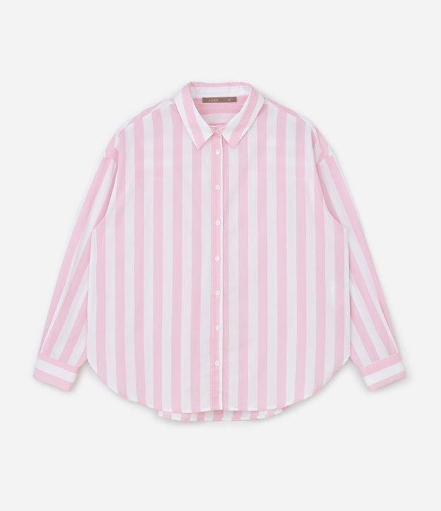 Camisa em Tricoline com Listras Curve & Plus Size - 1