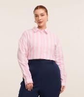 Camisa em Tricoline com Listras Curve & Plus Size - 2