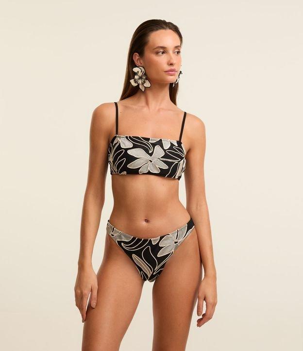 Biquíni Calcinha Básica em Microfibra com Bordado Floral - 2