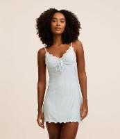 Camisola Curta Canelada com Rendas e Amarração - 1