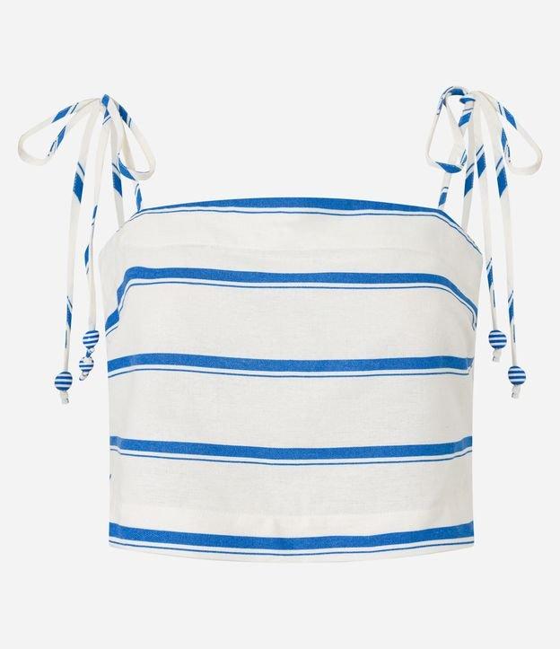 Blusa Cropped em Viscose e Linho com Amarração nas Alças - 1