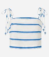 Blusa Cropped em Viscose e Linho com Amarração nas Alças - 1