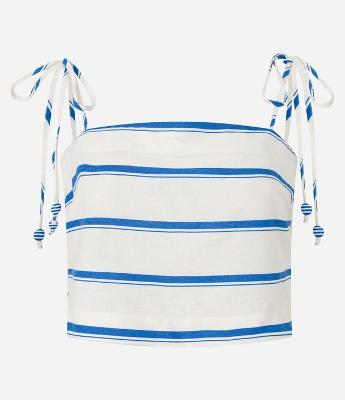 Blusa Cropped em Viscose e Linho com Amarração nas Alças