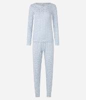 Pijama Longo com Estampa Repetição e Botões - 1