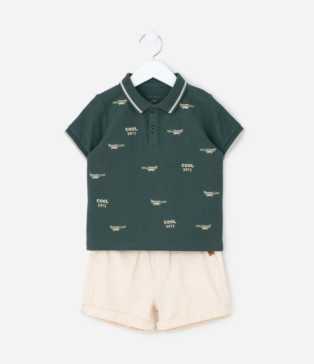 Conjunto Infantil em Piquet com Bordado Jacaré - Tam 1 a 6 Anos - 1