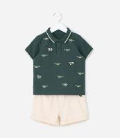 Conjunto Infantil em Piquet com Bordado Jacaré - Tam 1 a 6 Anos - 1