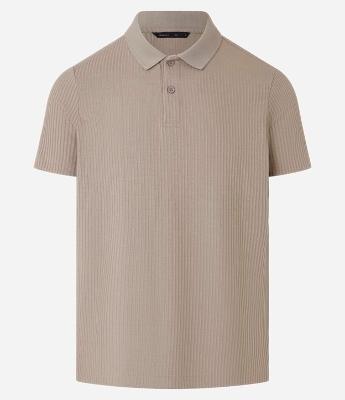 Camisa Slim com Gola Polo e Textura Canelada