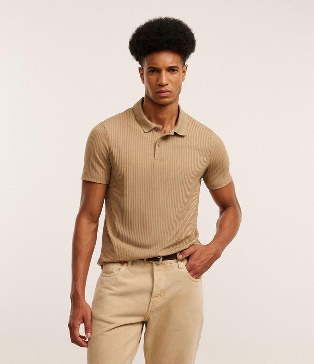 Camisa Slim com Gola Polo e Textura Canelada - 2