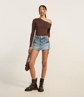 Saia Curta em Jeans com Bolso Carpinteiro - 1