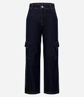 Calça Reta Comfort em Jeans com Bolsos Cargo - 2