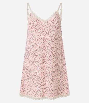 Camisola Curta em Microfibra com Estampa Onça Animal Print e Alcinhas