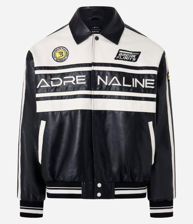 Jaqueta Boxy Racing em PU com Estampa Lettering - 1