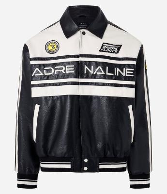 Jaqueta Boxy Racing em PU com Estampa Lettering