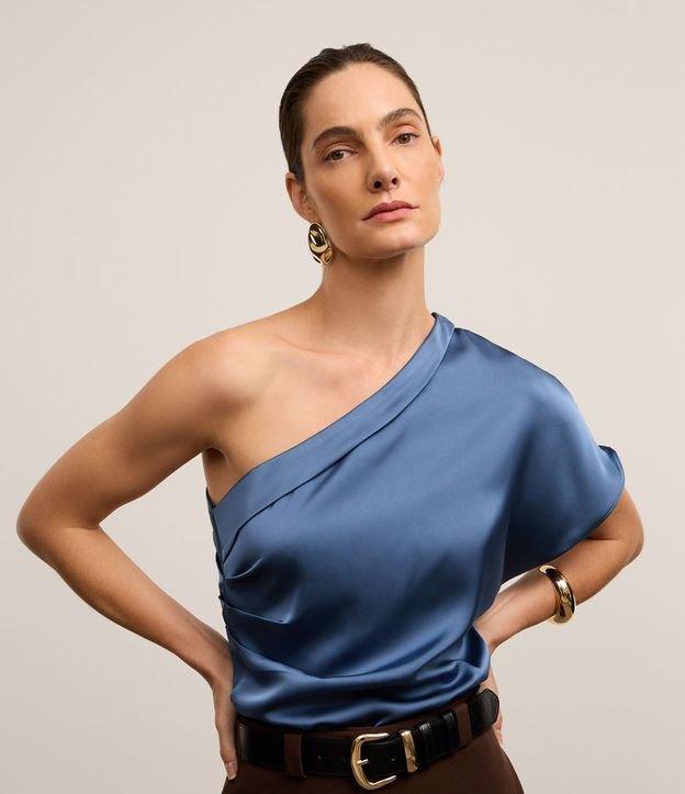 Blusa Ombro Só em Crepe com Manga Curta - 1