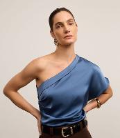 Blusa Ombro Só em Crepe com Manga Curta - 1