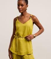 Blusa Longa em Crepe com Amarração e Miçanga na Alça - 1