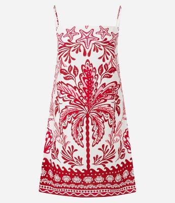 Vestido Curto em Viscose e Linho com Estampa Floral