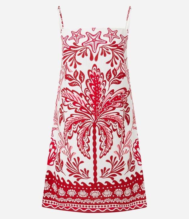 Vestido Curto em Viscose e Linho com Estampa Floral - 1