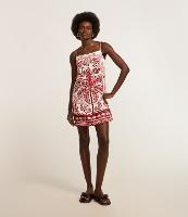 Vestido Curto em Viscose e Linho com Estampa Floral - 2