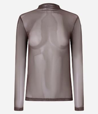 Blusa em Tule com Gola Alta e Leve Transparência