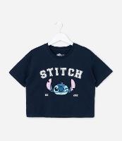 Camiseta Curta Infantil com Bordado do Stitch - Tam 5 a 14 Anos - 1