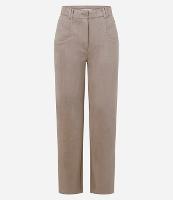 Calça Boho Reta Cintura Alta em Suede com Recortes nos Bolsos - 1