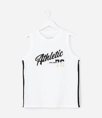 Regata Esportiva Infantil com Lettering Athletic - Tam 5 a 14 Anos