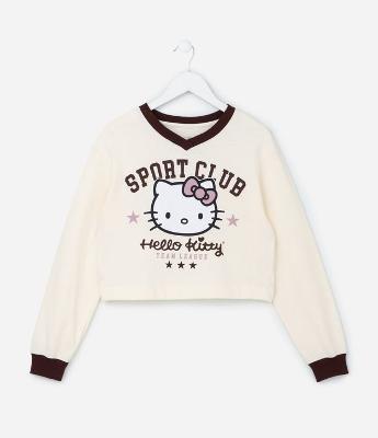 Casaco Infantil em Moletinho Estampa Hello Kitty - Tam 5 a 14 Anos
