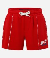 Bermuda Baggy em Moletom com Estampa localizada e Frisos - 1