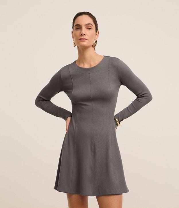 Vestido Evasê Curto em Ribana com Recortes - 1