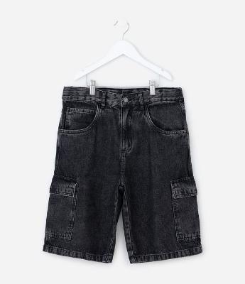 Bermuda Baggy Infantil com Bolsos Cargo - Tam 5 a 14 Anos