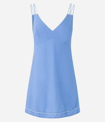 Vestido Curto em Viscose e Linho com Alças de Corda