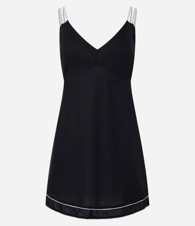 Vestido Curto em Viscose e Linho com Alças de Corda - 1