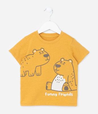 Camiseta Infantil com Estampa de Ursinhos - Tam 1 a 6 Anos