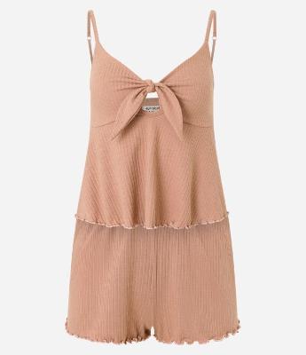 Pijama Short Doll em Ribana com Detalhe de Nózinho