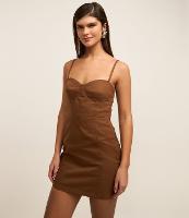 Vestido Curto em Sarja com Decote Coração e Alças Finas - 1