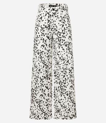 Calça Wide Leg em Sarja Animal Print