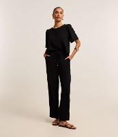 Calça Wide Leg com Amarração e Efeito Airflow - 2