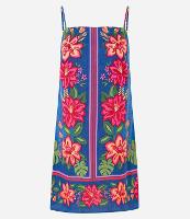 Vestido Evasê Curto em Viscose e Linho com Estampa Floral - 1