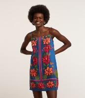 Vestido Evasê Curto em Viscose e Linho com Estampa Floral - 2