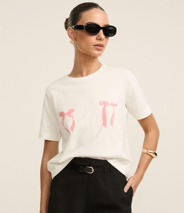 Camiseta Regular em Algodão com Lacinhos - 3