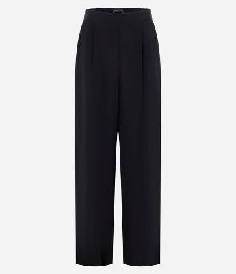 Calça Reta em Crepe com Detalhes na Lateral