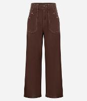 Calça Wide Leg em Sarja com Bolso Carpinteiro - 1