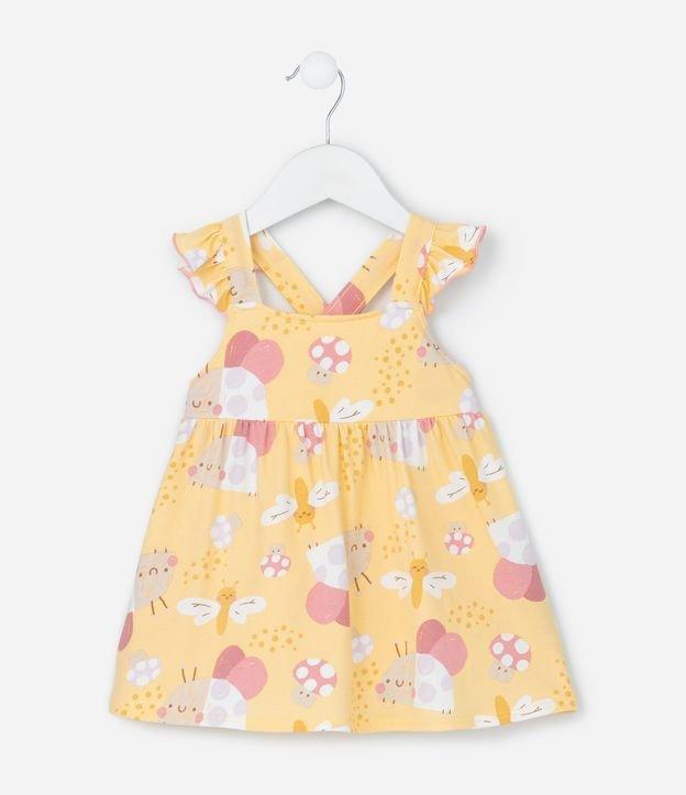 Vestido Infantil com Babados e Estampa Bichinhos - Tam 0 a 18 meses - 1