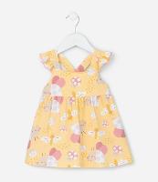Vestido Infantil com Babados e Estampa Bichinhos - Tam 0 a 18 meses - 1