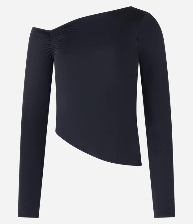 Blusa em Microfibra com Decote Assimétrico e Drapeado na Cava - 1